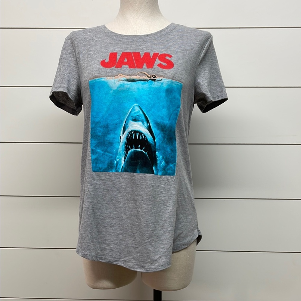 Jaws Shark Graphic Tee in Gray and Blue
